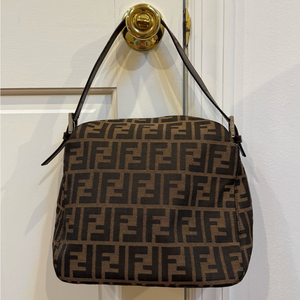 Vintage Fendi Monogram Brown and Black Shoulder Bag